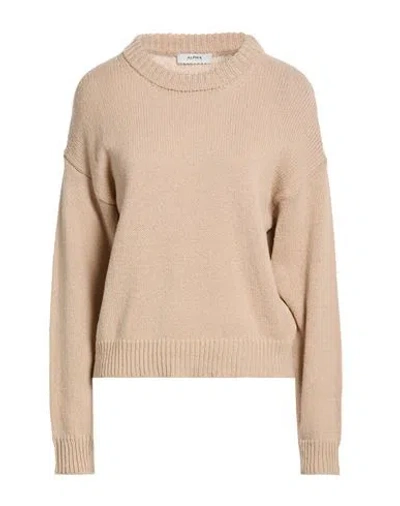 Alpha Studio Woman Sweater Sand Size 8 Merino Wool In Brown