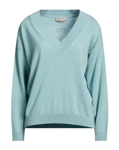 Alpha Studio Woman Sweater Sky Blue Size 10 Cashmere