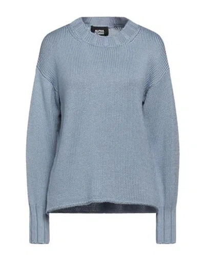 Alpha Studio Woman Sweater Sky Blue Size 10 Merino Wool, Tencel