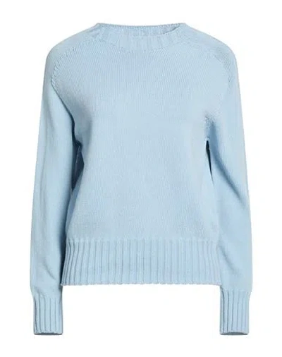 Alpha Studio Woman Sweater Sky Blue Size 6 Cotton, Polyamide