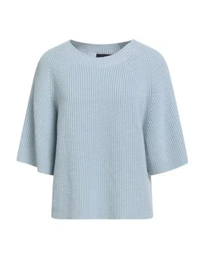 Alpha Studio Woman Sweater Sky Blue Size 8 Merino Wool