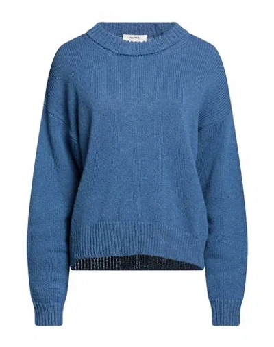 Alpha Studio Woman Sweater Slate Blue Size 8 Merino Wool