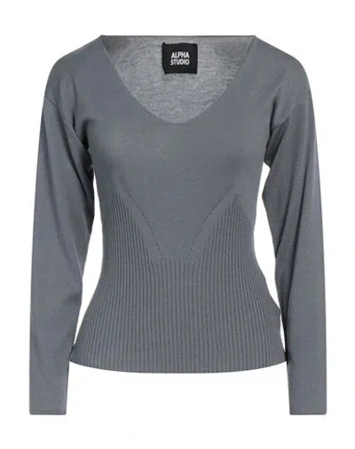 Alpha Studio Woman Sweater Slate Blue Size 8 Viscose, Polyester, Polyamide