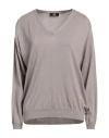 Alpha Studio Woman Sweater Taupe Size 10 Cotton, Cashmere In Grey