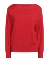 Alpha Studio Woman Sweater Tomato Red Size 8 Merino Wool In Burgundy