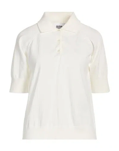 Alpha Studio Woman Sweater White Size 12 Cotton In Blue