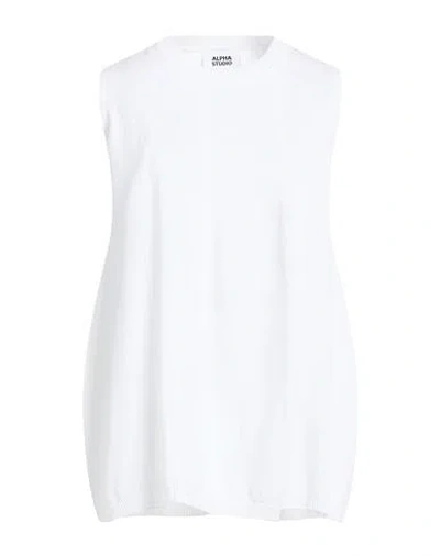 Alpha Studio Woman Sweater White Size 6 Cotton