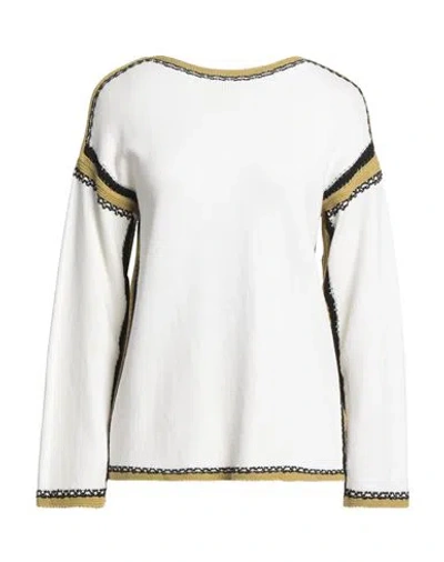 Alpha Studio Woman Sweater White Size 6 Cotton