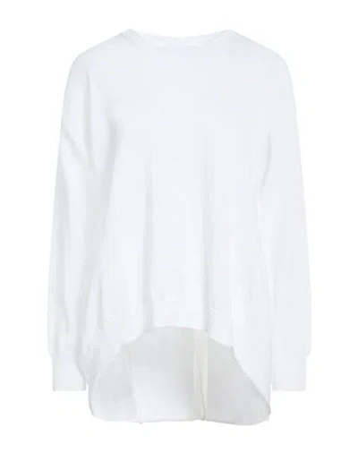 Alpha Studio Woman Sweater White Size 8 Cotton