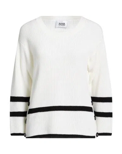 Alpha Studio Woman Sweater White Size 8 Merino Wool