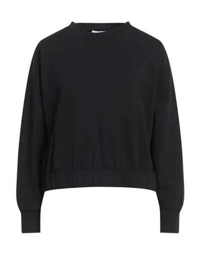 Alpha Studio Woman Sweatshirt Black Size 4 Cotton, Elastane