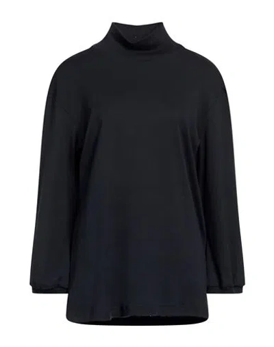 Alpha Studio Woman Sweatshirt Midnight Blue Size 8 Cotton In Black