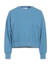 Alpha Studio Woman Sweatshirt Pastel Blue Size 8 Cotton, Elastane In Blue
