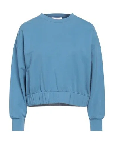 Alpha Studio Woman Sweatshirt Pastel Blue Size 8 Cotton, Elastane