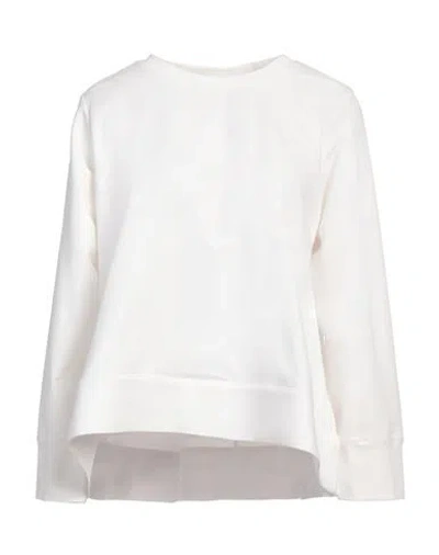 Alpha Studio Woman Sweatshirt White Size 8 Cotton, Elastane