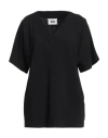 Alpha Studio Woman T-shirt Black Size 6 Cotton, Elastane