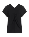 Alpha Studio Woman T-shirt Black Size 14 Cotton, Elastane In Black