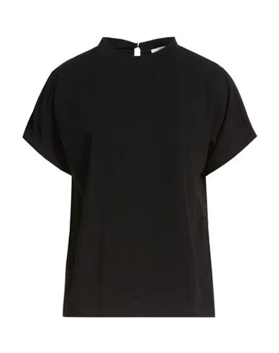 Alpha Studio Woman T-shirt Black Size 12 Cotton, Elastane, Polyester