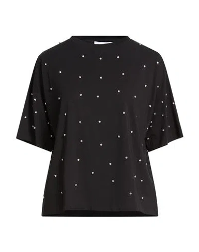 Alpha Studio Woman T-shirt Black Size 2 Cotton, Elastane