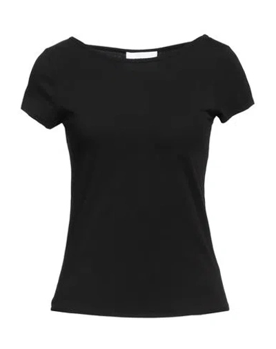 Alpha Studio Woman T-shirt Black Size 4 Cotton, Elastane
