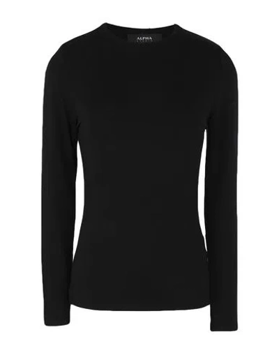 Alpha Studio Woman T-shirt Black Size 6 Viscose, Elastane