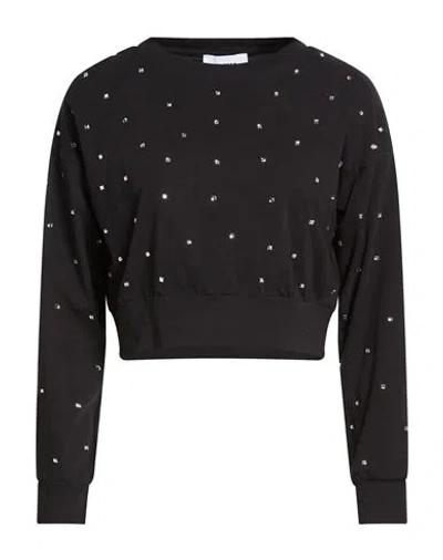 Alpha Studio Woman T-shirt Black Size 8 Cotton, Elastane