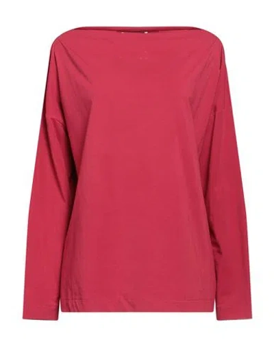 Alpha Studio Woman T-shirt Brick Red Size 12 Cotton, Elastane In Red
