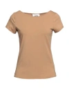 Alpha Studio Woman T-shirt Camel Size 10 Cotton, Elastane In Beige