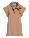 Alpha Studio Woman T-shirt Camel Size 12 Cotton, Elastane In Beige