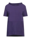 Alpha Studio Woman T-shirt Dark Purple Size 8 Cotton, Elastane