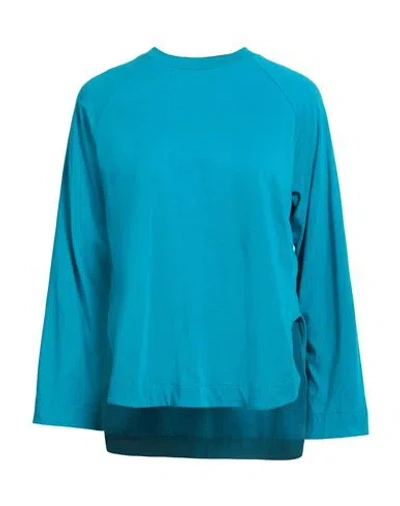 Alpha Studio Woman T-shirt Deep Teal Size 10 Cotton, Elastane In Blue