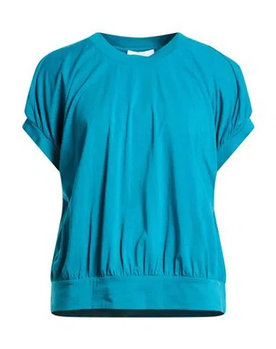 Alpha Studio Woman T-shirt Deep Teal Size 10 Cotton, Elastane In Blue