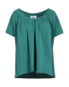 Alpha Studio Woman T-shirt Green Size 10 Cotton, Elastane