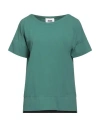 Alpha Studio Woman T-shirt Green Size 4 Cotton, Elastane