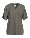 Alpha Studio Woman T-shirt Lead Size 10 Cotton, Elastane In Grey