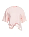Alpha Studio Woman T-shirt Light Pink Size 8 Cotton, Elastane