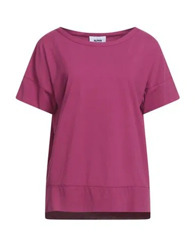 Alpha Studio Woman T-shirt Magenta Size 10 Cotton, Elastane