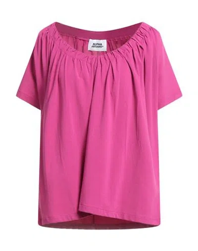 Alpha Studio Woman T-shirt Magenta Size 8 Cotton, Elastane In Pink