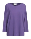 Alpha Studio Woman T-shirt Mauve Size 8 Cotton, Elastane In Purple