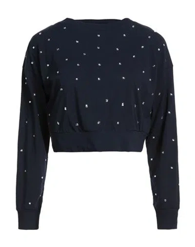 Alpha Studio Woman T-shirt Midnight Blue Size 10 Cotton, Elastane