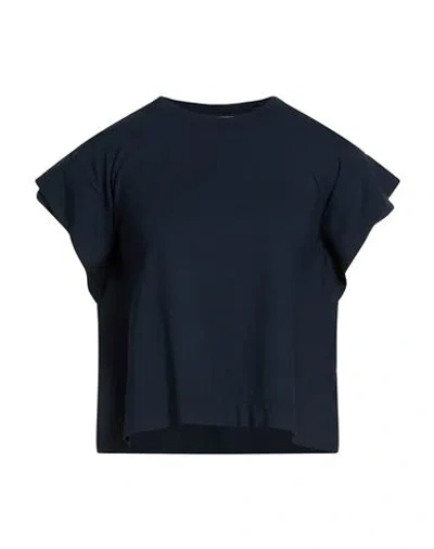 Alpha Studio Woman T-shirt Midnight Blue Size 14 Cotton, Elastane