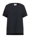 Alpha Studio Woman T-shirt Midnight Blue Size 8 Cotton, Elastane In Black