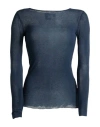 Alpha Studio Woman T-shirt Midnight Blue Size 8 Viscose, Polyamide, Cashmere, Elastane