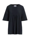 Alpha Studio Woman T-shirt Navy Size 8 Cotton, Elastane In Navy Blue