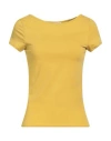 Alpha Studio Woman T-shirt Ocher Size 4 Cotton, Elastane In Yellow