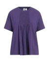 Alpha Studio Woman T-shirt Purple Size 10 Cotton, Elastane