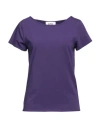 Alpha Studio Woman T-shirt Purple Size 10 Cotton, Elastane