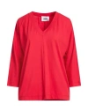 Alpha Studio Woman T-shirt Red Size 14 Cotton, Elastane In Red