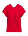 Alpha Studio Woman T-shirt Red Size 6 Cotton, Elastane