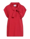 Alpha Studio Woman T-shirt Red Size 8 Cotton, Elastane